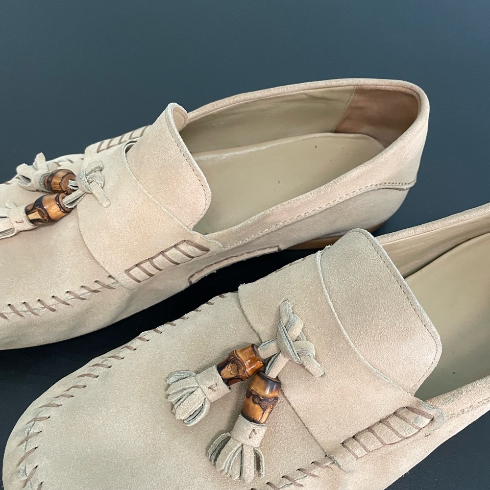 Gucci suede bamboo tassel driving loafers shoes sz 10 men’s - Picture 3 of 16